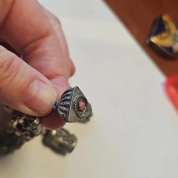 Etruscan Revival Italian 4 Charm Silver Bracelet